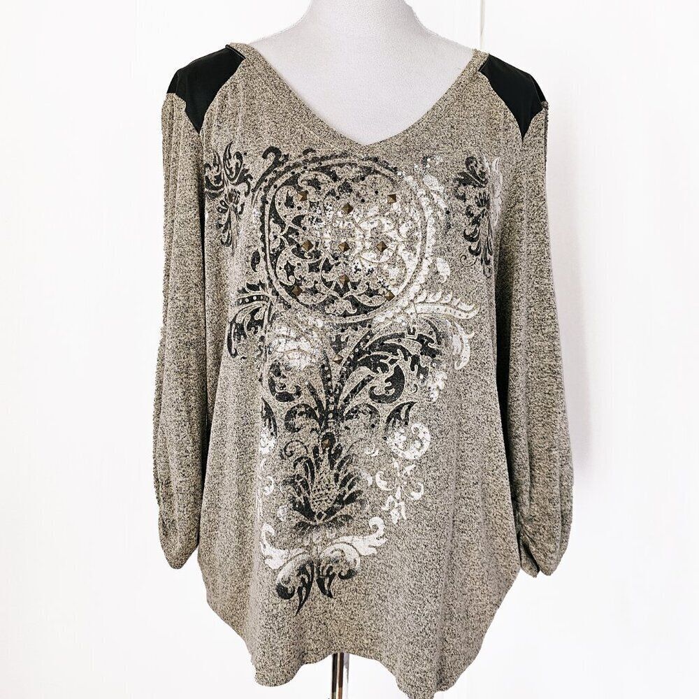 Hannah Long Sleeve Women's Tunic XL with Decorative Front Design